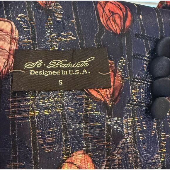 St. Patrick Single Button Tuxedo Jacket Sz. S Floral Design Vented - Picture 12 of 13